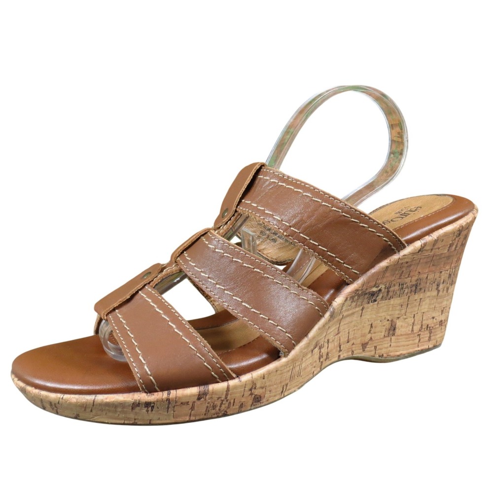 EuroSoft Tinsley Women‎ Wedge Sandal Size 10 Casual Comfort Brown Leather